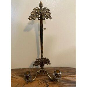 Unique Vintage Solid Brass Leaf Acorn Horse Candle Wall Sconce Adjustable